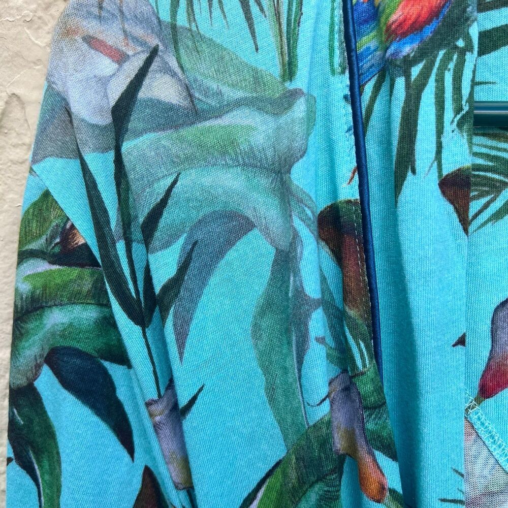 Johnny Was "Taina" Tropical Print Cotton Modal Sleep Robe - Size XL - Picture 3 of 9
